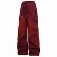 thumbnail image 1 of Big & Tall Cargo Pants Pleated Wide Leg Baggy Tactical Pants Multi Pockets Men High Waited Twill Trousers Fall 3XL, Red, 1 of 3