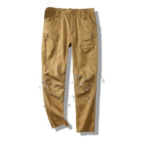 Big & Tall Cargo Pants for Men with Multi-Pockets Plus Size M-4X Hiking Pant Solid Color Waterproof Straight Leg Elastic Waist Work Trousers