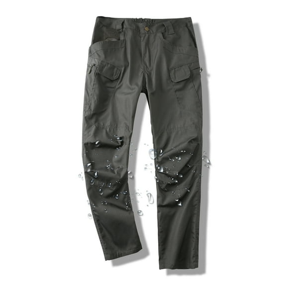 Big & Tall Cargo Pants for Men with Multi-Pockets Plus Size M-4X Hiking Pant Solid Color Waterproof Straight Leg Elastic Waist Work Trousers