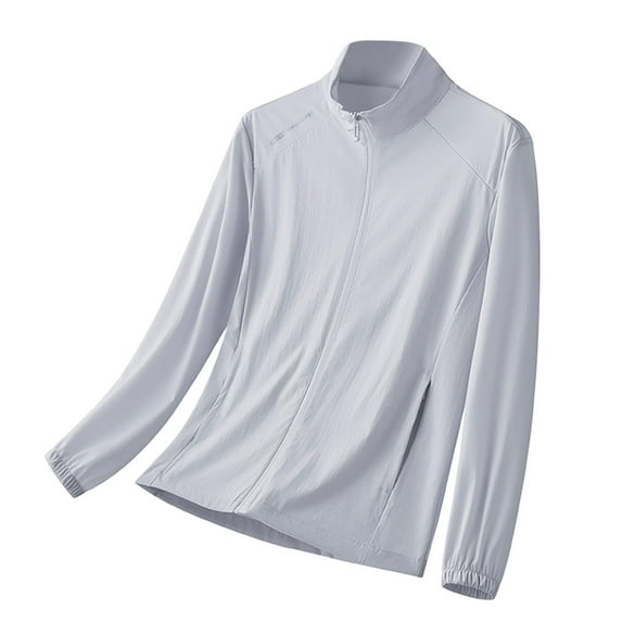 Big & Tall Coat Jackets for Men Sun Protection Plus Size Full Zip Long Sleeve Hooded Summer Outdoor Casual Hiking Work Travel Jacket with Pockets Gray XXL