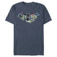 thumbnail image 1 of Men's Batman Shield Logo Classic Hero Collage  Graphic Tee Navy Blue Heather 4X Large, 1 of 4