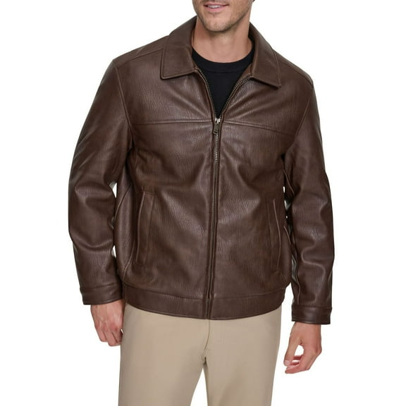 Big & Tall Dockers® Faux Leather James Dean Bomber Jacket Color: Brown Size: 3XL TALL