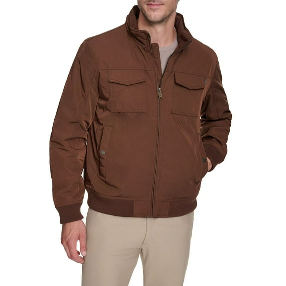 Big & Tall Dockers® Polytwill 2 Pocket Bomber Jacket Color: Chocolate Brown Size: 5XB