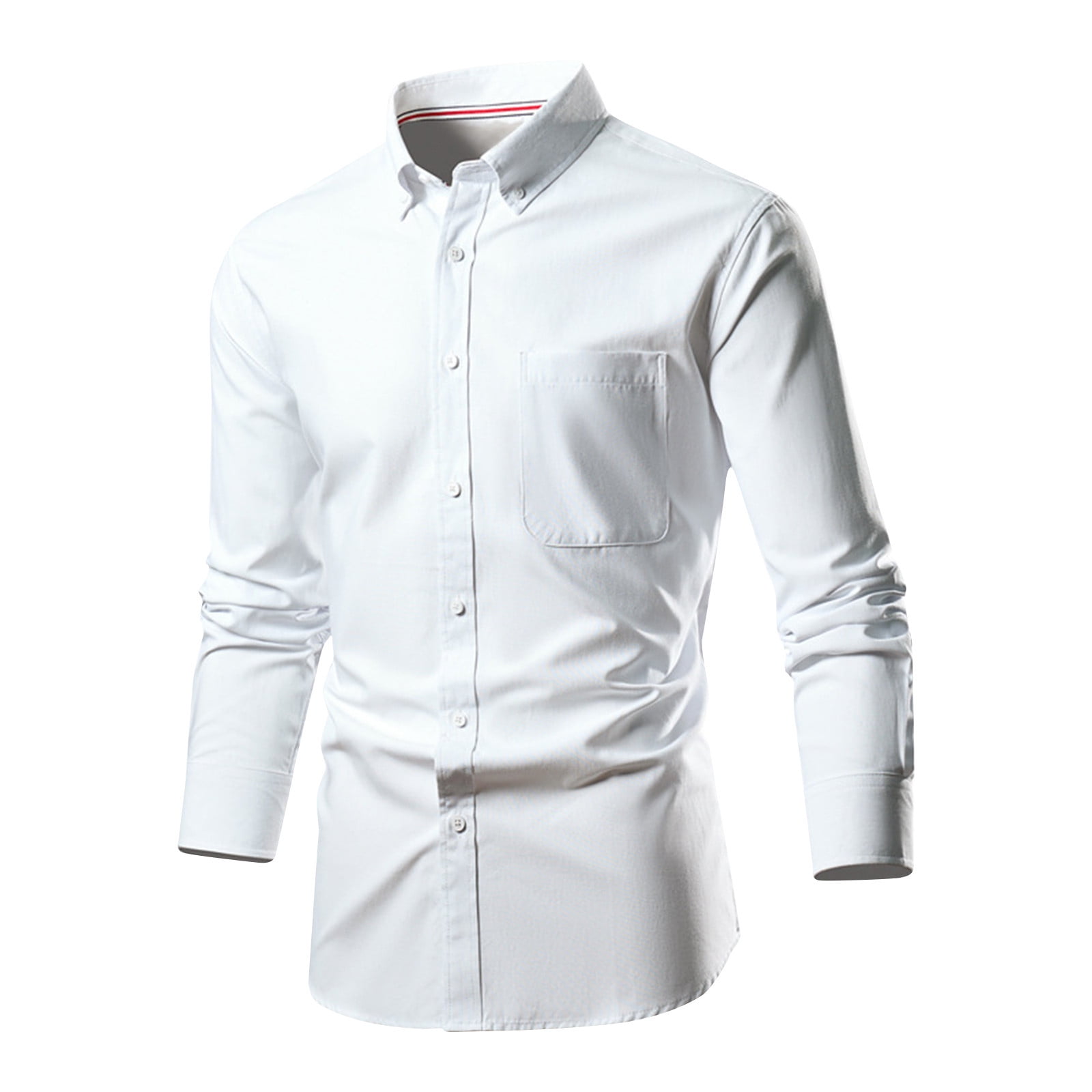 Big & Tall Dress Shirts for Men S-6XL Plus Size Business Work Long Sleeve Tshirts  Shirt Button-Down Collared Solid Slim Fit Tops with Pocket - Walmart.com