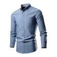 thumbnail image 1 of Big & Tall Dress Shirts for Men S-6XL Plus Size Business Work Long Sleeve Tshirts Shirt Button-Down Collared Solid Slim Fit Tops with Pocket, 1 of 7
