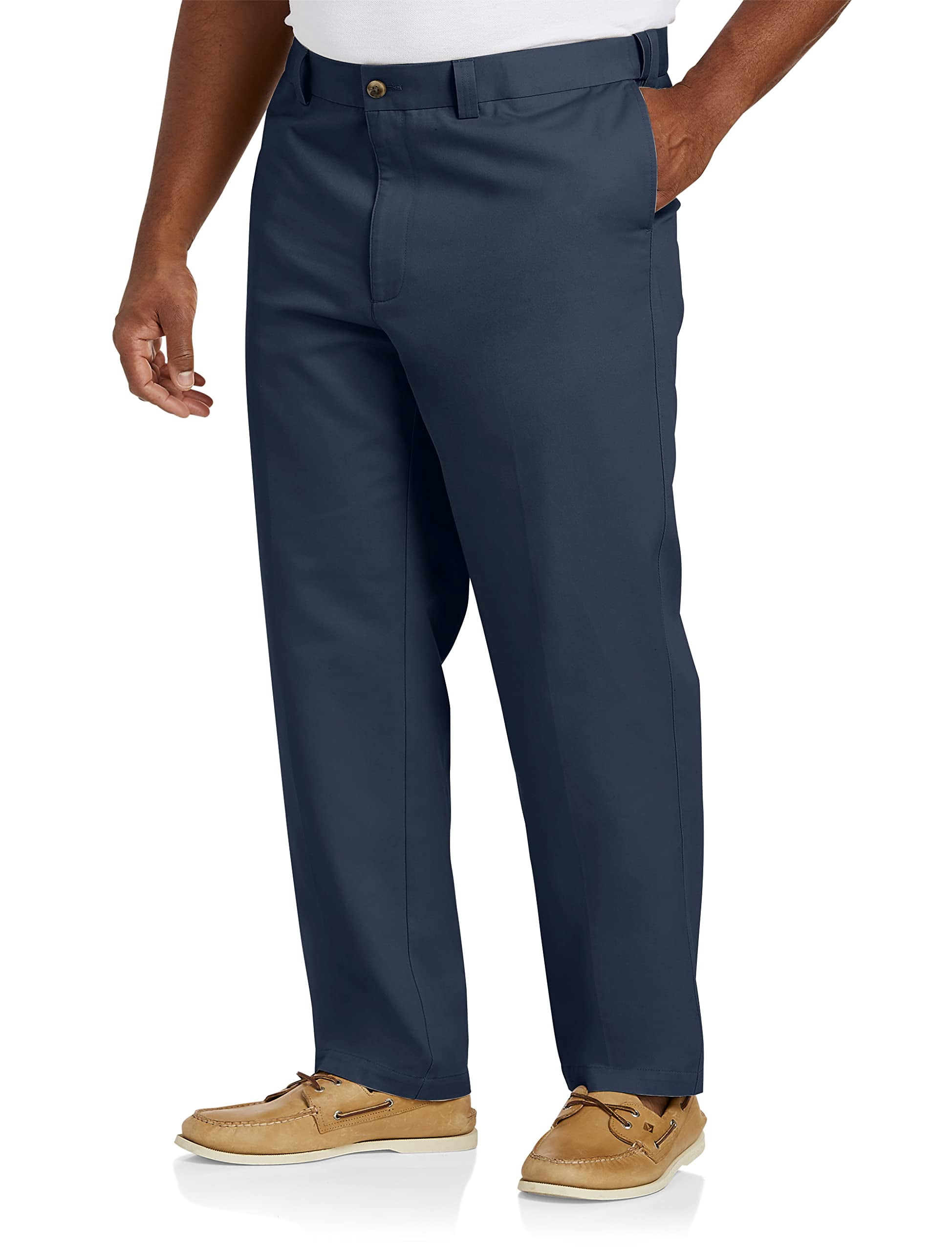 Big + Tall Essentials Flat-Front Twill Pants Navy 52 x 30