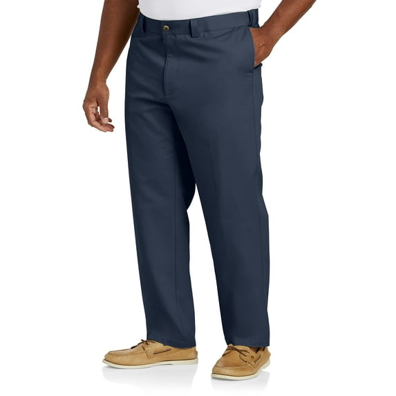 Big + Tall Essentials Flat-Front Twill Pants Navy 52 x 34