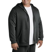 Big + Tall Essentials by DXL Men's Big and Tall Men's Full-Zip Fleece Hoodie, Black, 2XL