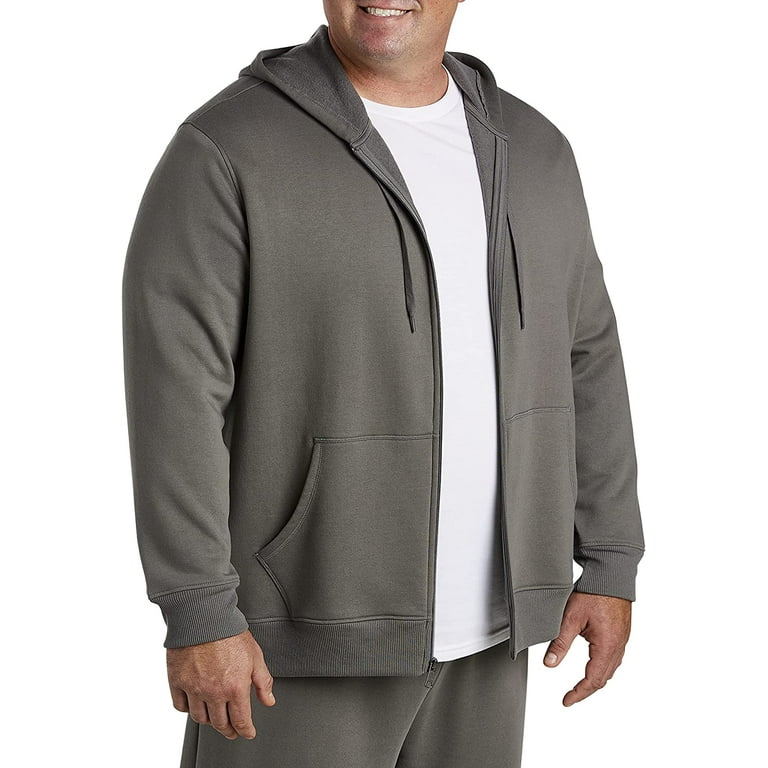 DXL Essentials Big and Tall Men s Full Zip Fleece Sweatshirt Hoodie Grey 2XLT Walmart