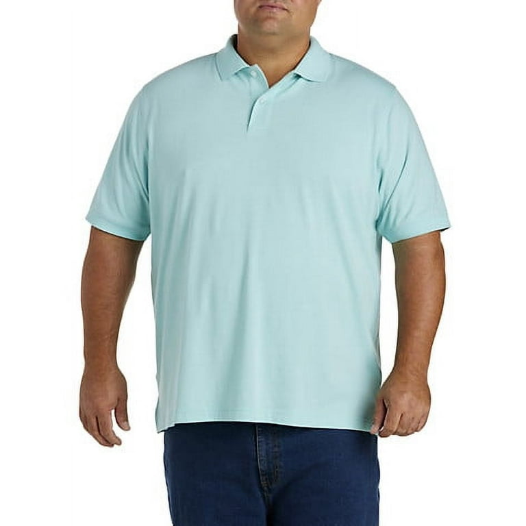 Big Tall Essentials by DXL Men s Big and Tall Men s Jersey Polo Shirt Aqua 4XLT Walmart