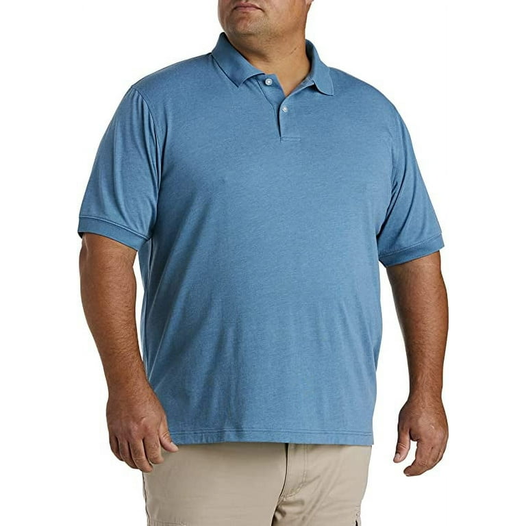 Big Tall Essentials by DXL Men s Big and Tall Men s Jersey Polo Shirt Light Blue Heather 2XLT Walmart