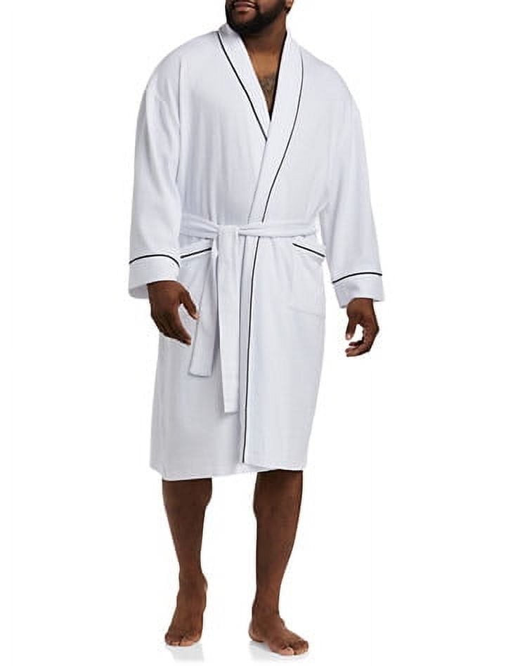Big + Tall Essentials by DXL Men's Big and Tall Men's Lightweight Robe, White, 1XL/2XL White