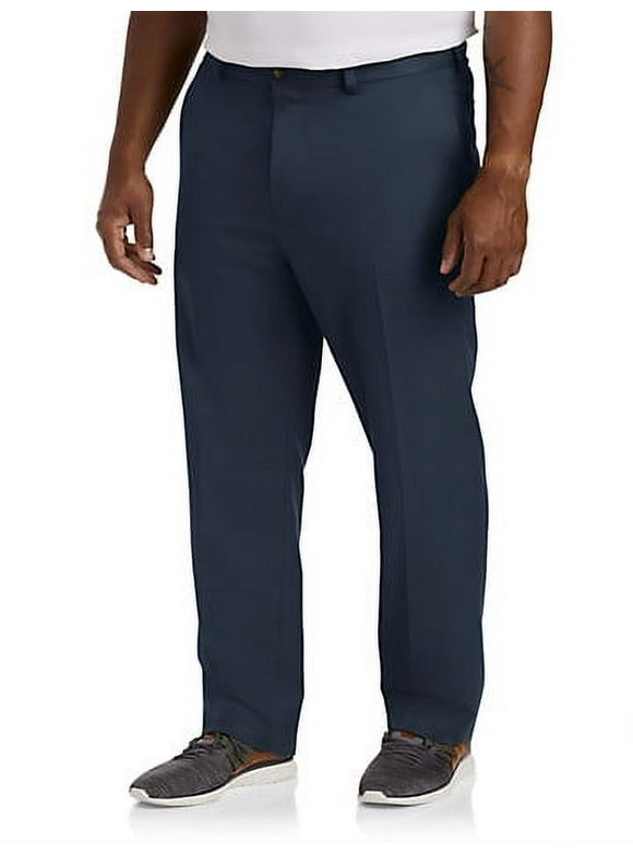 Big + Tall Essentials by DXL Men's Big and Tall  Men's Microfiber Dress Pants, Navy, 50W x 34L Navy 50 x 34