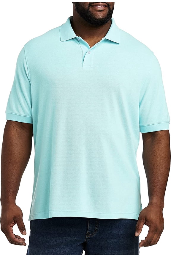 Big and Tall Essentials by DXL Men's Pique Mesh Short-Sleeve Polo Shirt, Aqua, 2XL