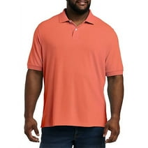 Big + Tall Essentials by DXL Men's Big and Tall  Men's Pique Mesh Short-Sleeve Polo Shirt, Coral, 5XLT Coral 5XLT