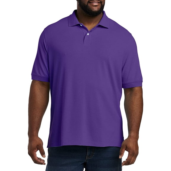 Big and Tall Essentials by DXL Men's Pique Mesh Short-Sleeve Polo Shirt, Purple, 2XL