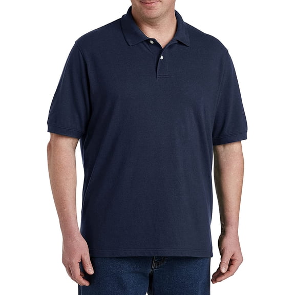 Big and Tall Essentials by DXL Men's Pique Mesh Short-Sleeve Polo Shirt, Total Eclipse, 2XL