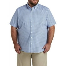 Big + Tall Essentials by DXL Men's Big and Tall  Men's Plaid Poplin Short-Sleeve Sport Shirt, Blue Multi, 5XL Blue Multi 5XL