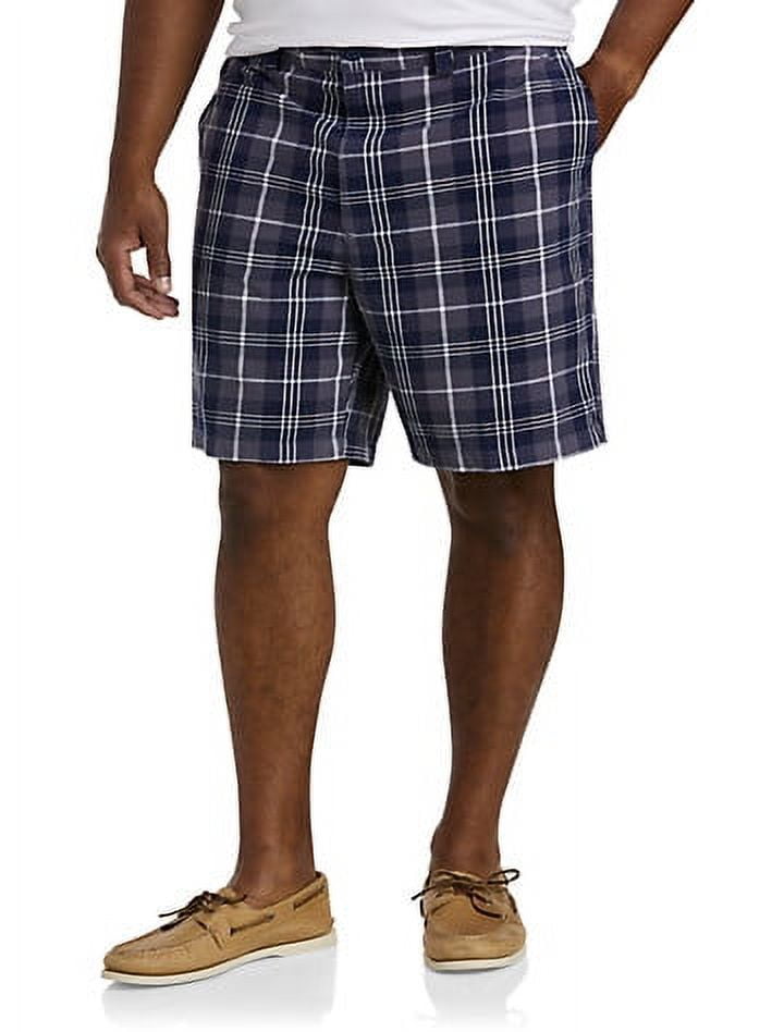 Big + Tall Essentials by DXL Men's Big and Tall  Men's Plaid Shorts, Navy Multi, 46W Navy Multi 46