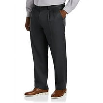 Big + Tall Essentials by DXL Men's Big and Tall  Men's Pleated Dress Pants, Black, 46W x 30L Black 46 x 30
