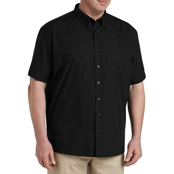 Big + Tall Essentials by DXL Men's Big and Tall Men's Poplin Short-Sleeve Sport Shirt, Light Blue, 6XL