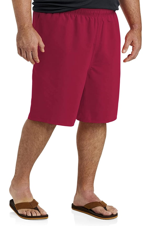 Big and Tall Essentials by DXL Men's Quick-Dry Swim Trunks, Red, 2XLT