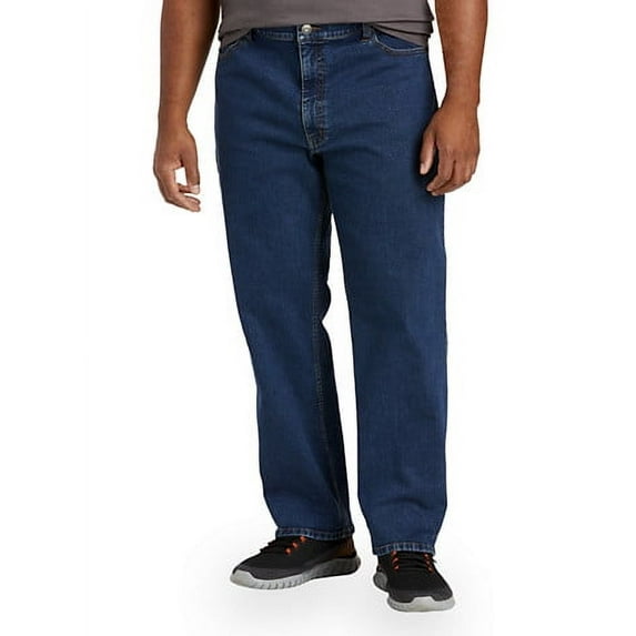 Big + Tall Essentials by DXL Men's Big and Tall Men's Relaxed-Fit Jeans, Dark Wash, 44W X 34L 44 x 34