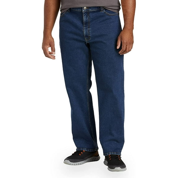 Big + Tall Essentials by DXL Men's Big and Tall Men's Relaxed-Fit Jeans, Dark Wash, 52W X 30L 52 x 30