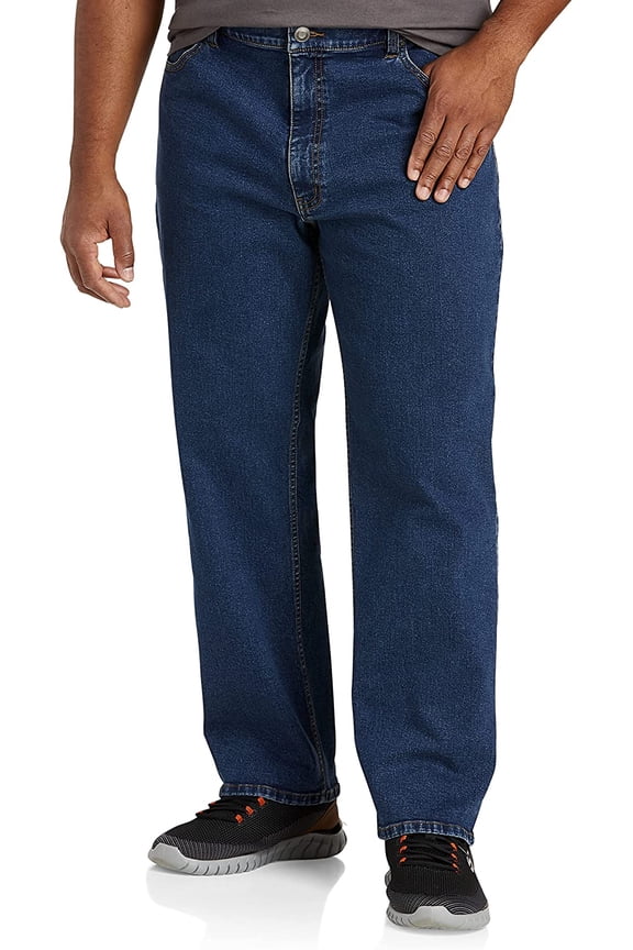 Big and Tall Essentials by DXL Men's Relaxed-Fit Jeans, Medium Wash, 56W X 32L