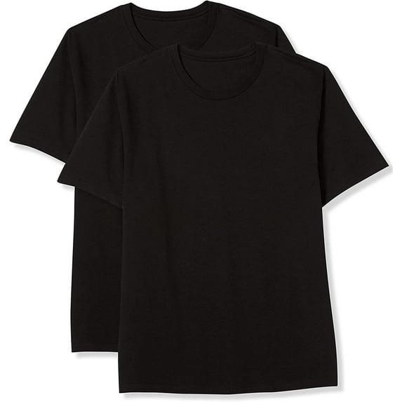 Big and Tall Essentials by DXL Men's Short-Sleeve Crewneck T-Shirt, Black, 2XL, Pack of 2