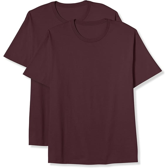 Big and Tall Essentials by DXL Men's Short-Sleeve Crewneck T-Shirt, Burgundy, 6XL, Pack of 2