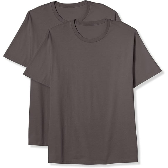 Big + Tall Essentials by DXL Men's Big and Tall Men's Short-Sleeve Crewneck T-Shirt, Magnet Grey, 2XL, Pack of 2 6XLT