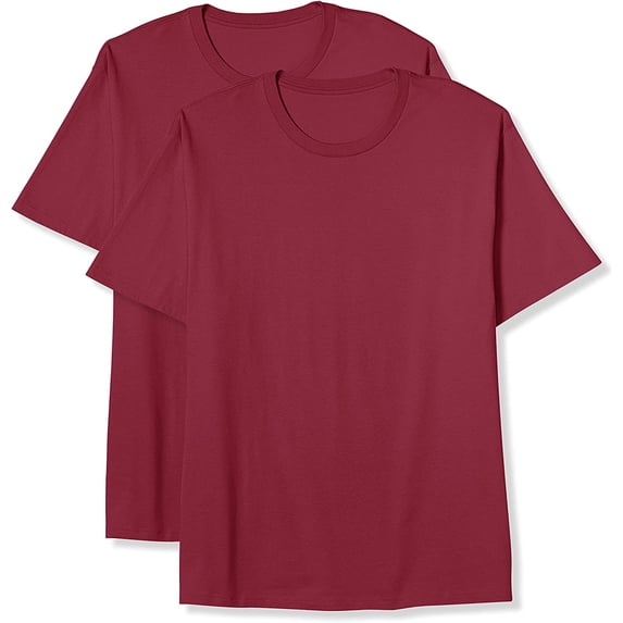 Big and Tall Essentials by DXL Men's Short-Sleeve Crewneck T-Shirt, Red, 2XL, Pack of 2
