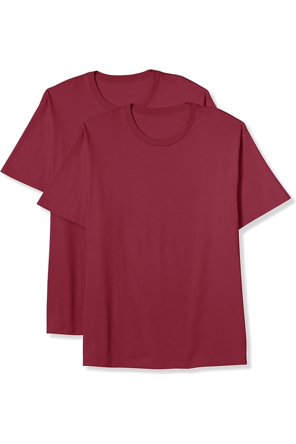 Big and Tall Essentials by DXL Men's Short-Sleeve Crewneck T-Shirt, Red, 3XLT, Pack of 2