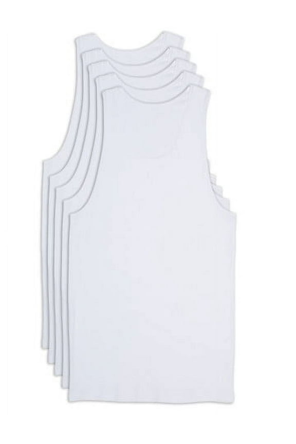 Big + Tall Essentials by DXL Men's Big and Tall Men's Tanks, White, 4XL, Pack of 5