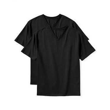 Big   Tall Essentials by DXL Men's Big and Tall  Men's V-Neck T-Shirts, Black, 2XLT, Pack of 2 Black 2XLT