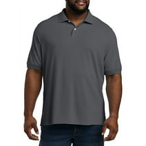 Big + Tall Essentials by DXL Men's Big and Tall Piqu&#233; Mesh Short-Sleeve Polo Shirt Grey 6XL