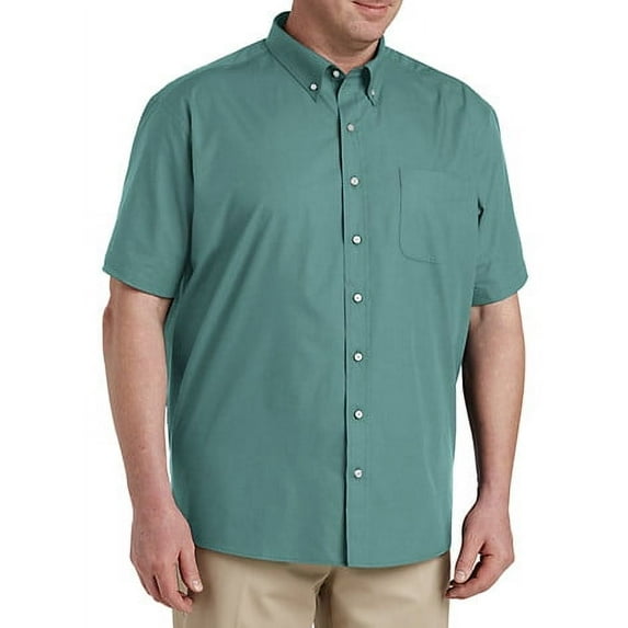 Big + Tall Essentials by DXL Men's Big and Tall Poplin Short-Sleeve Sport Shirt Deep Sea 4XLT