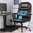 thumbnail image 1 of Big and Tall Executive Chair 500 Lbs Capacity PU Leather Boss Office Desk Chair Heavy Duty High Back Computer Chair Thick Sponge Office Chair with 360° Quiet Swivel Wheels, Brown, 1 of 7