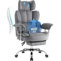 Big and Tall Executive Office Chair 400LBS, Heavy Duty Desk Chair with Footrest, Ergonomic Computer Chairs, Extra Wide Seat, Adjustable Headrest, Armrests,Lumbar Support (Gray)