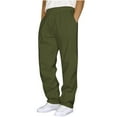 thumbnail image 1 of Big & Tall Fall Sweatpants Fleece Lined Loose Straight Sweat Pants with Pockets Casual Drawstring Lounge Wear Trousers 2XL, Army Green, 1 of 4