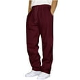 thumbnail image 1 of Big & Tall Fall Sweatpants Fleece Lined Loose Straight Sweat Pants with Pockets Casual Drawstring Lounge Wear Trousers 2XL, Wine, 1 of 4
