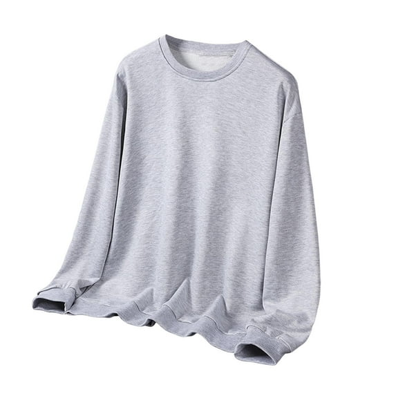 Big & Tall Fall Tops Crew Neck Long Sleeve Tops Lightweight Mens Sweatshirts Casual Loose Winter Spring Shirts Gray, 5XL