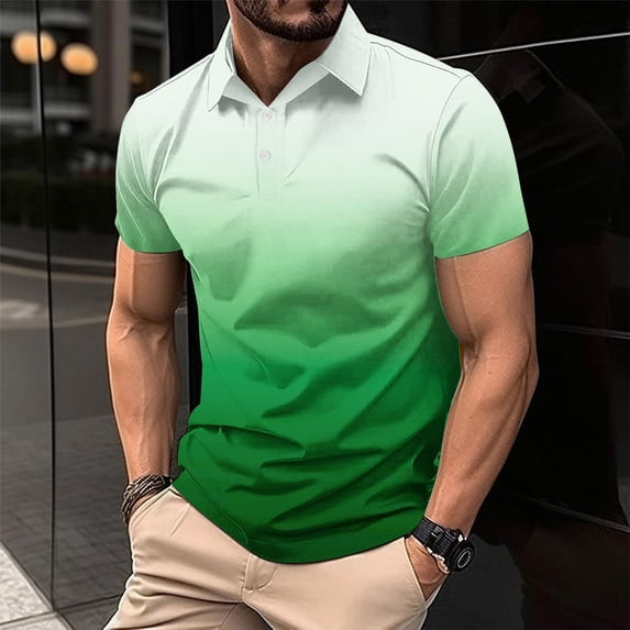 Big & Tall Golf Shirts for Men Plus Size M-4X Short Sleeve Tshirts Shirt Mens Pullover Button Collared Gradient Printed Athletic Workout Tees Tops