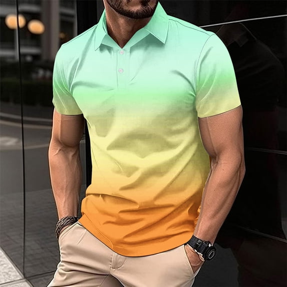 Big & Tall Golf Shirts for Men Plus Size S-4X Short Sleeve Tshirts Shirt Mens Casual Pullover Button Collared Gradient Printed Workout Tees Tops