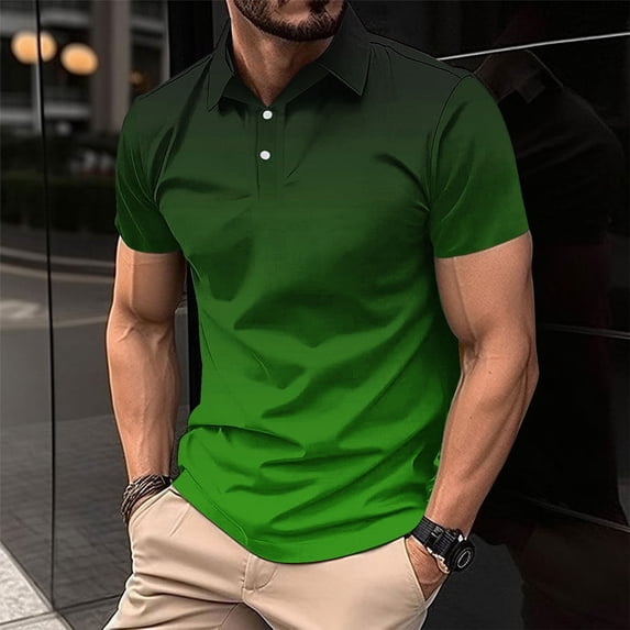 Big & Tall Golf Shirts for Men Plus Size S-4X Short Sleeve Tshirts Shirt Mens Casual Pullover Button Collared Gradient Printed Workout Tees Tops