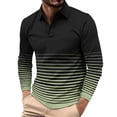 thumbnail image 1 of Big & Tall Golf Shirts for Men Plus Size S-5X Long Sleeve Tshirts Shirt Mens Casual Stripe Printed Pullover Button Collared Athletic Workout Tops, 1 of 7
