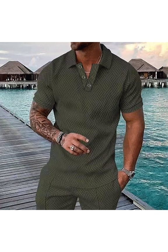 Big & Tall Golf Shirts for Men Plus Size S-5X Short Sleeve Tshirts Shirt Mens Casual Solid Color Pullover Button Collared Going-Out Work Tees Tops