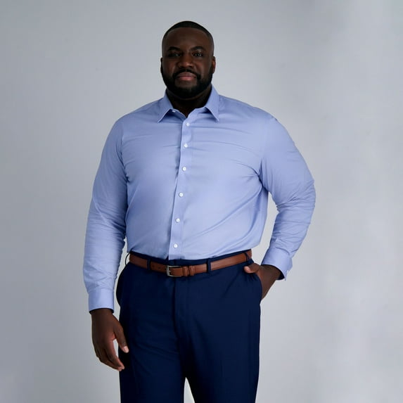 Big & Tall Haggar Premium Comfort Wrinkle Resistant Dress Shirt Color: Blue Solid Size: 19 35/6T