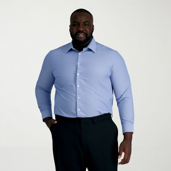 Big & Tall Haggar® Smart Wash® Classic Fit Solid Dress Shirt Color: Blue Stripe Size: 18 37/8T